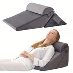 Bed Wedge Pillow Adjustable Ergonomic Memory Foam & Breathable Cover