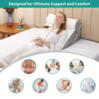 Bed Wedge Pillow Adjustable Ergonomic Memory Foam & Breathable Cover