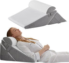 Bed Wedge Pillow Set Foldable 10-Position Dual-Layer Memory Foam
