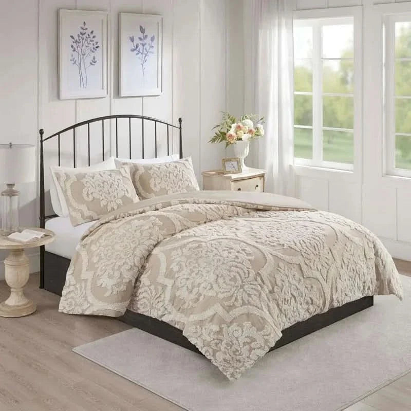 Bedding Set 100% Cotton Breathable Duvet Plus 2 Pillowcases