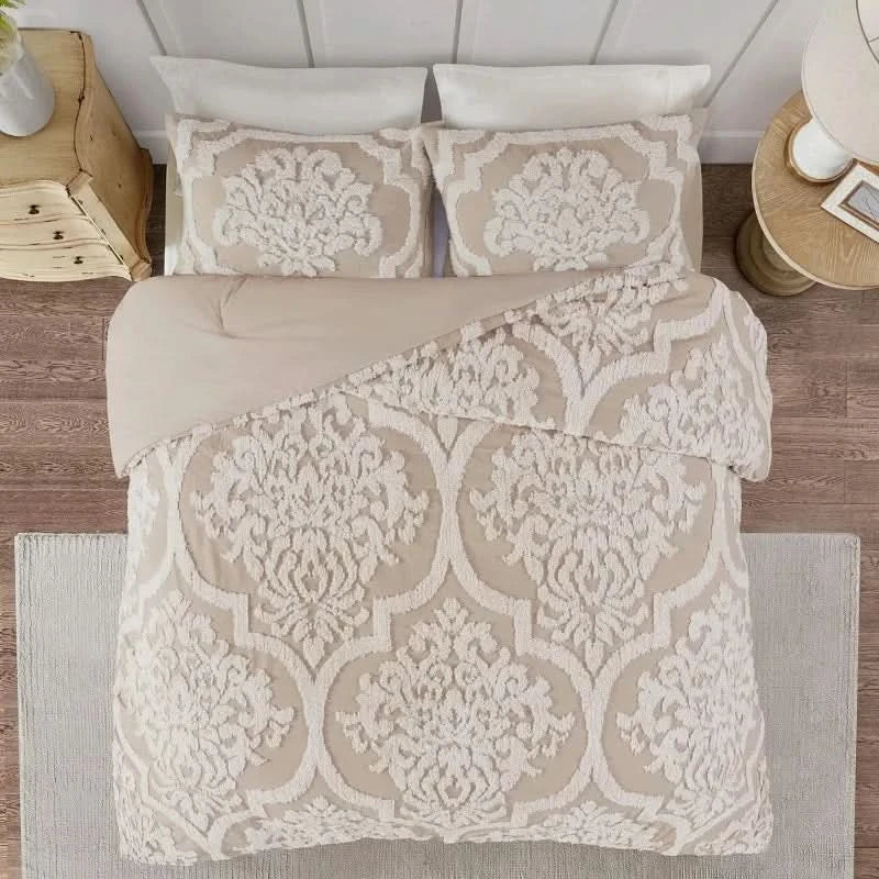 Bedding Set 100% Cotton Breathable Duvet Plus 2 Pillowcases