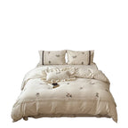Bedding Set 100% Cotton Embroidered Floral Ruffled Pillowcases