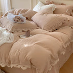 Bedding Set 100% Cotton Gauze Ruffle Trim