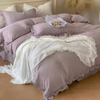 Bedding Set 100% Cotton Gauze Ruffle Trim