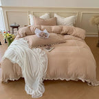 Bedding Set 100% Cotton Gauze Ruffle Trim
