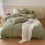 Bedding Set 100% Cotton Gauze Ruffle Trim