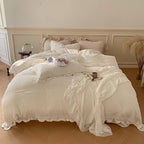 Bedding Set 100% Cotton Gauze Ruffle Trim