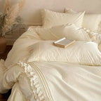 Bedding Set 100% Cotton Lace & Ruffle 4 Piece