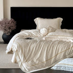 Bedding Set 4-Piece Cotton Satin Jacquard & Embroidered Border