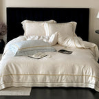 Bedding Set 4-Piece Cotton Satin Jacquard & Embroidered Border