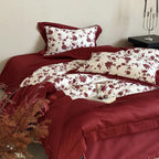 Bedding Set 4-Piece Cotton Satin Reversible Floral