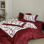 Bedding Set 4-Piece Cotton Satin Reversible Floral