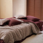 Bedding Set 4-Piece Floral Percale Reversible Satin Back