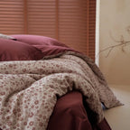Bedding Set 4-Piece Floral Percale Reversible Satin Back
