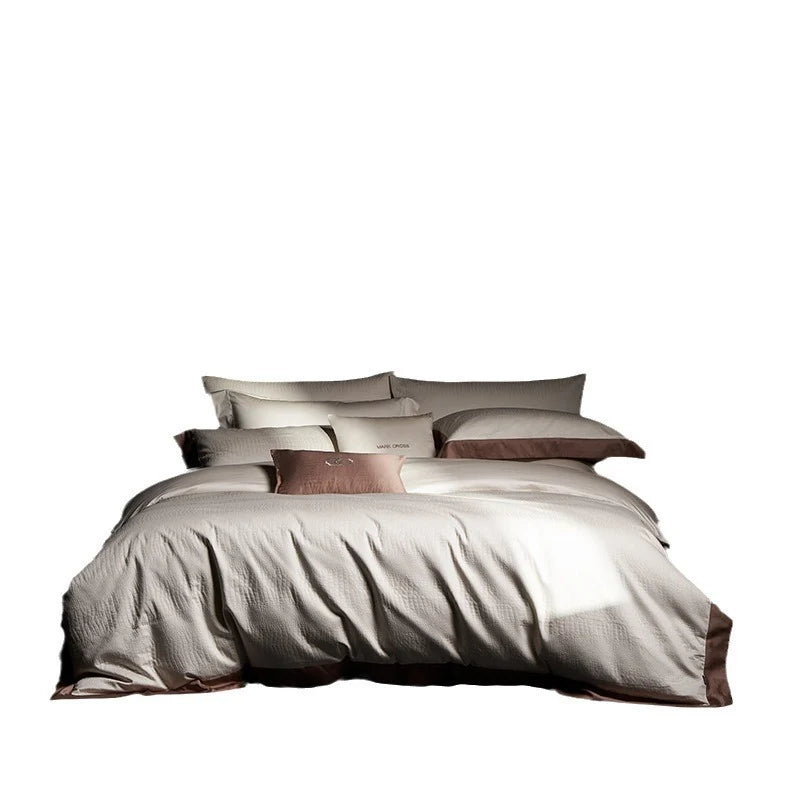 Bedding Set 4-Piece Long-Staple Cotton Gold & Silver Thread