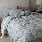 Bedding Set 4-Piece Quilted Floral Cotton Blend