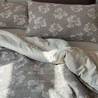 Bedding Set 4-Piece Quilted Floral Cotton Blend