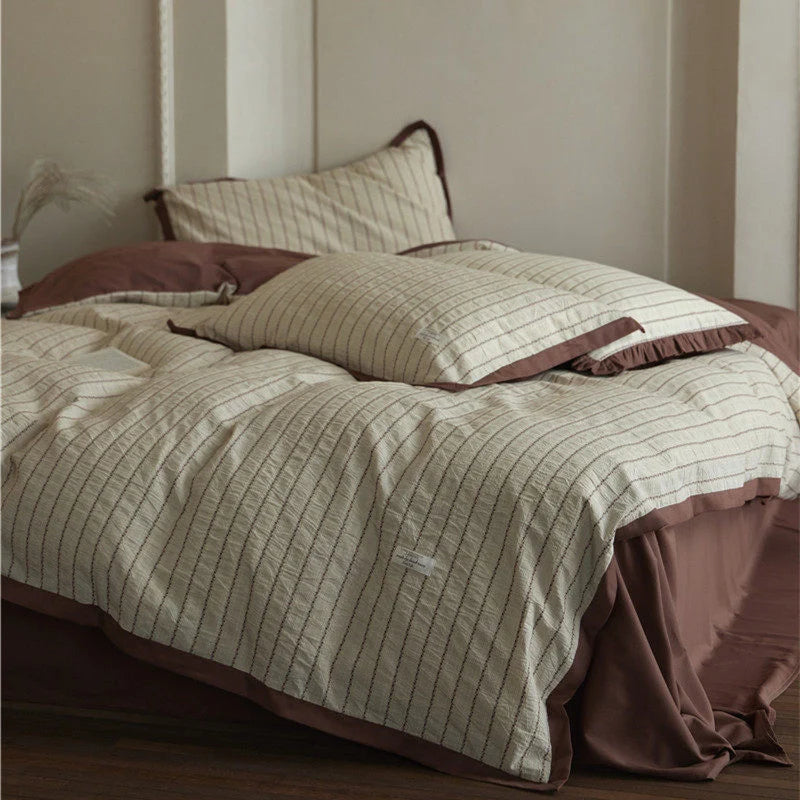 Bedding Set Breathable Cotton Blend Ruffle Trim