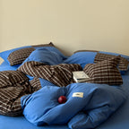 Bedding Set Breathable Cotton Checkered Design
