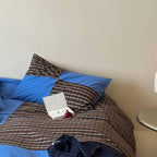 Bedding Set Breathable Cotton Checkered Design