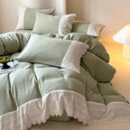 Bedding Set Breathable Cotton Gauze Lace Trim 4-Piece