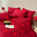 Bedding Set Breathable Cotton Heart Appliques 4-Piece