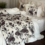 Bedding Set Breathable Cotton-Linen Blend Floral Jacquard Border