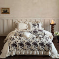 Bedding Set Breathable Cotton-Linen Blend Floral Jacquard Border
