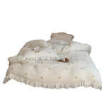 Bedding Set Breathable Cotton Muslin Bow Embroidery