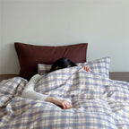 Bedding Set Breathable Cotton Muslin Pastel Check
