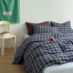 Bedding Set Breathable Cotton Muslin Pastel Check