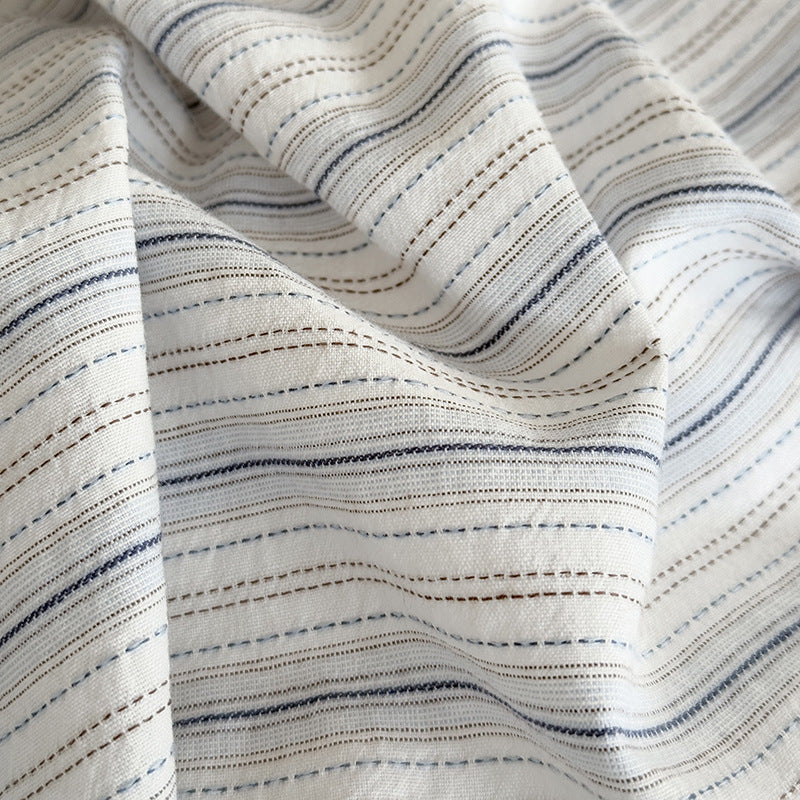 Bedding Set Breathable Cotton Muslin Reversible Fine Stripe