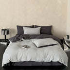 Bedding Set Breathable Cotton Muslin Reversible Fine Stripe