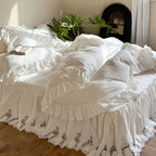 Bedding Set Breathable Cotton Percale Ruffles & Lace
