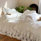 Bedding Set Breathable Cotton Percale Ruffles & Lace