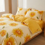 Bedding Set Brushed Cotton Reversible Sunflower Print