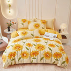 Bedding Set Brushed Cotton Reversible Sunflower Print