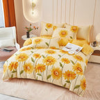 Bedding Set Brushed Cotton Reversible Sunflower Print