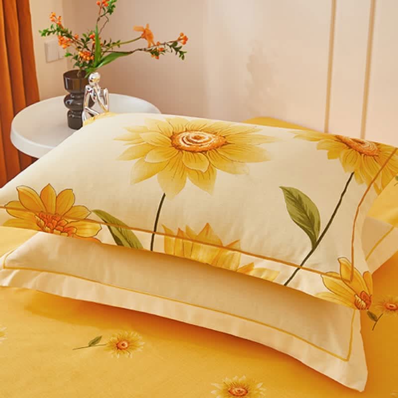 Bedding Set Brushed Cotton Reversible Sunflower Print
