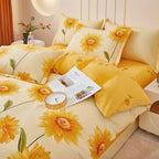 Bedding Set Brushed Cotton Reversible Sunflower Print