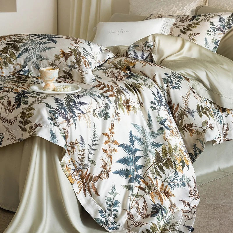 Bedding Set Cooling Lyocell Botanical Print Four Piece