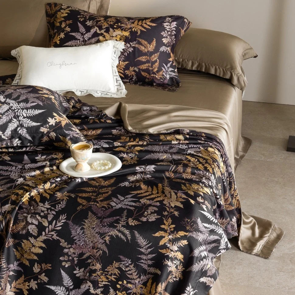 Bedding Set Cooling Lyocell Botanical Print Four Piece