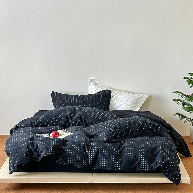 Bedding Set Cotton Blend Breathable Reversible Zipper Closure