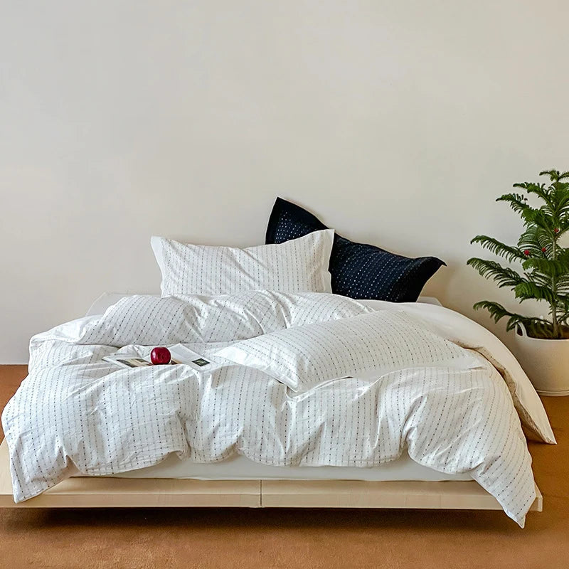 Bedding Set Cotton Blend Breathable Reversible Zipper Closure