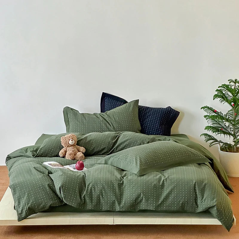 Bedding Set Cotton Blend Breathable Reversible Zipper Closure