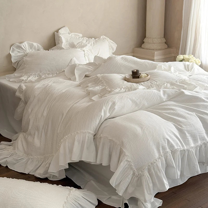 Bedding Set Cotton Blend Breathable Ruffle