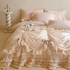 Bedding Set Cotton Blend Chiffon Ruffle 4-Piece