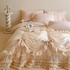 Bedding Set Cotton Blend Chiffon Ruffle 4-Piece