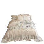 Bedding Set Cotton Blend Chiffon Ruffle & Embroidered Butterfly