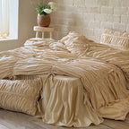 Bedding Set Cotton-Blend Gathered Ruffle & Ties